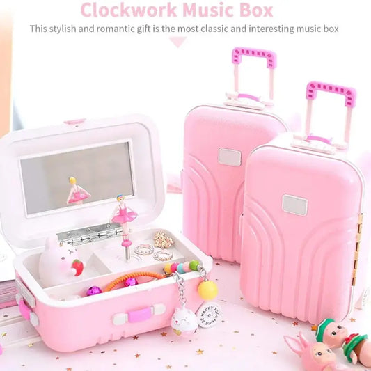 Mini Jewellery Suitcase Music Box with Spinning Ballet Dance