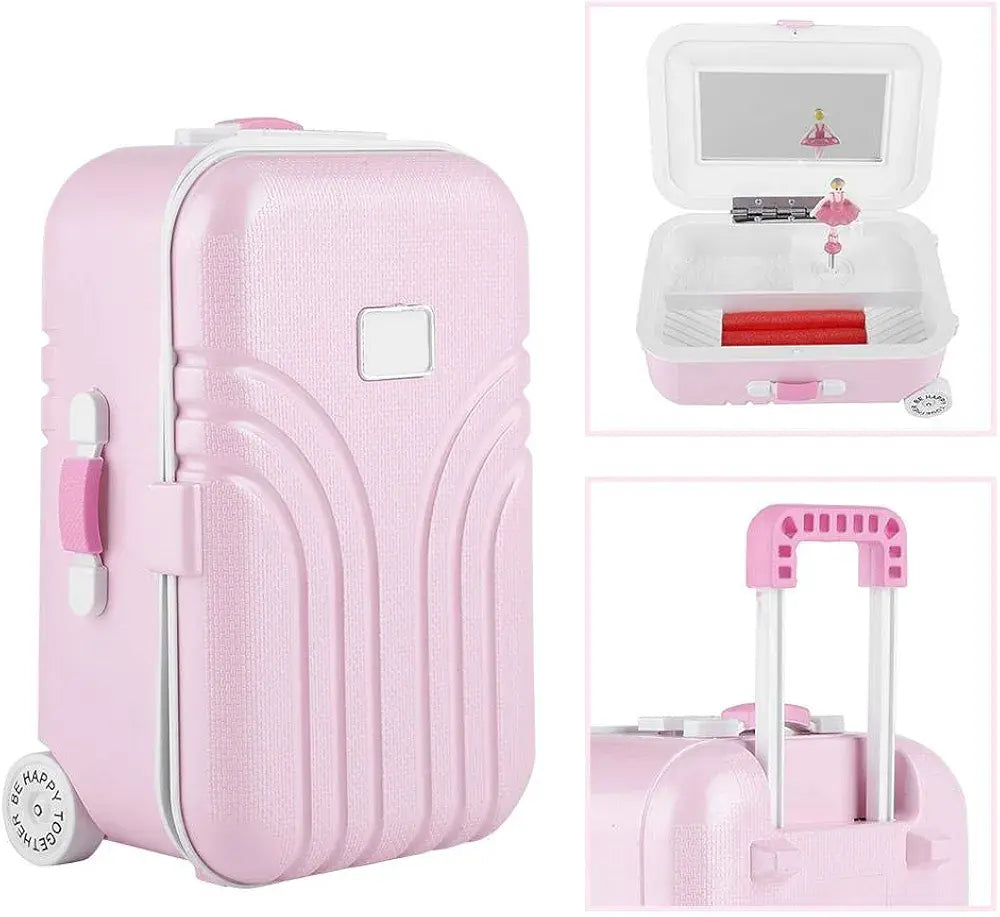 Mini Jewellery Suitcase Music Box with Spinning Ballet Dance