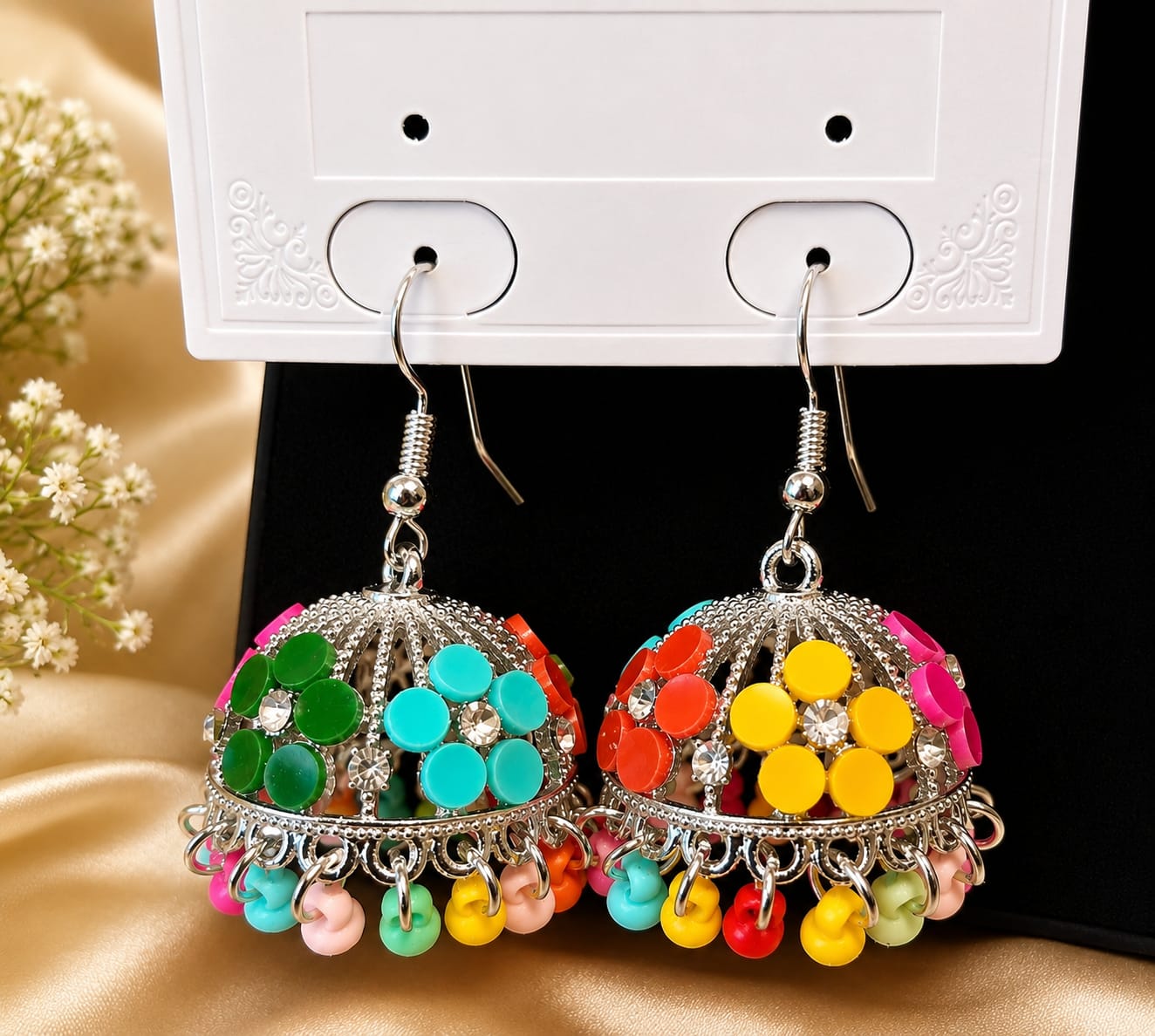 Handmade Multicolor Ethnic Jhumki Earrings