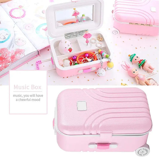 Mini Jewellery Suitcase Music Box with Spinning Ballet Dance