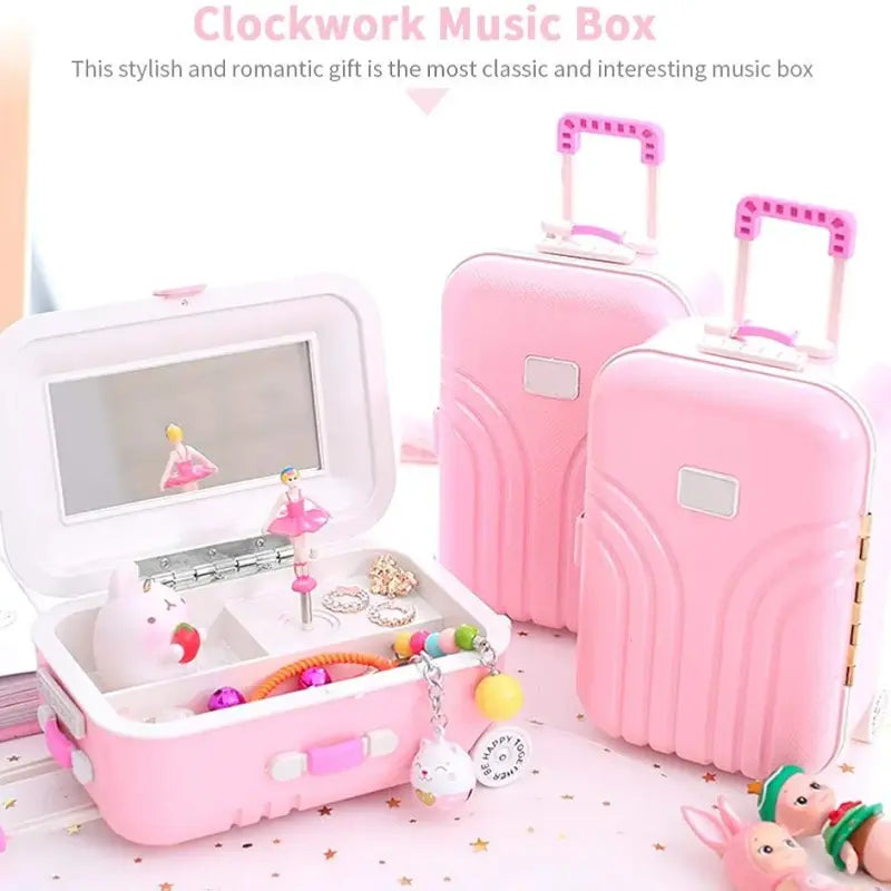 Mini Jewellery Suitcase Music Box with Spinning Ballet Dance