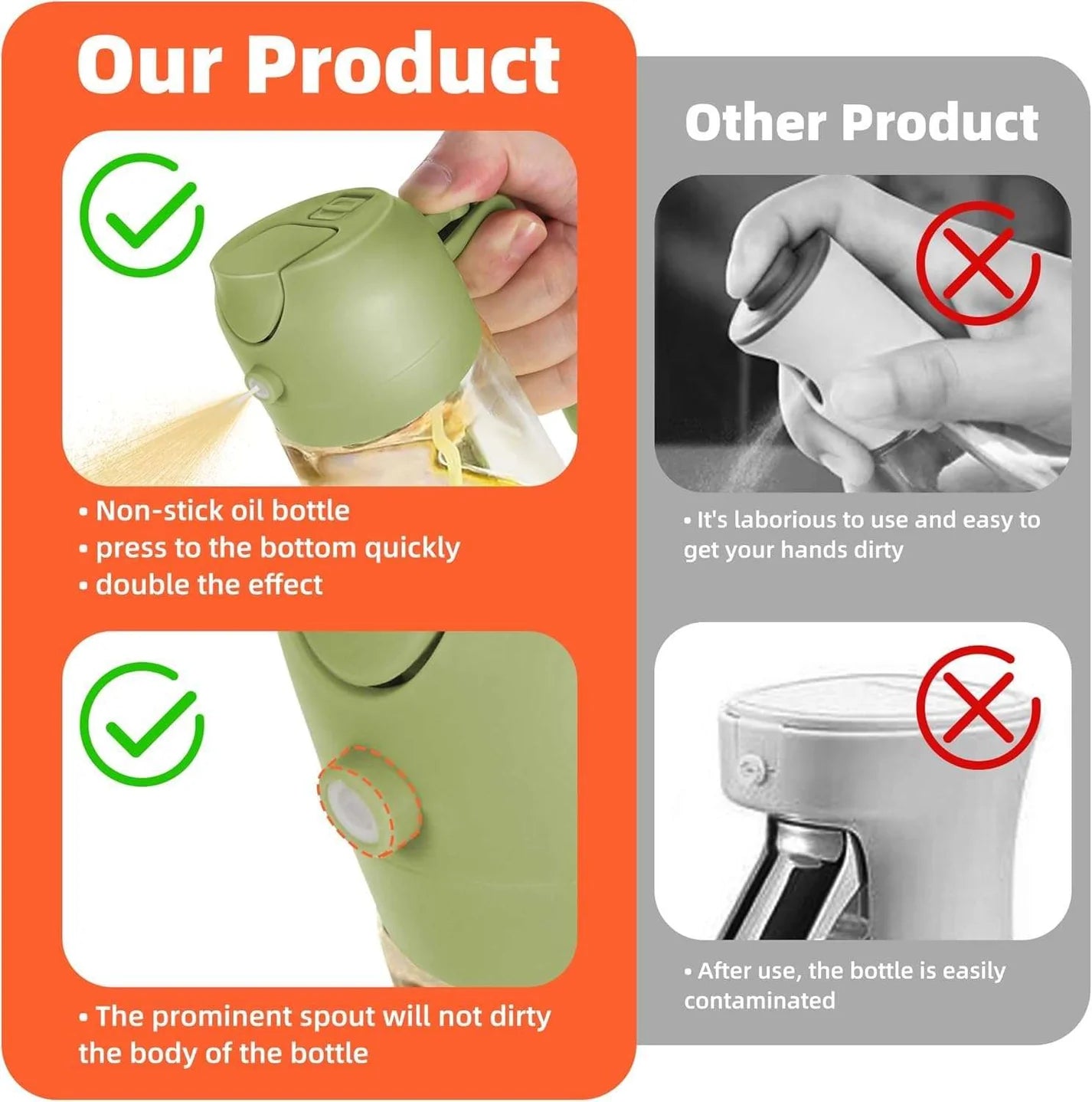 600ML Sprayable & Pourable Oil Bottle – 2-in-1 Oil Dispenser for Healthy Cooking