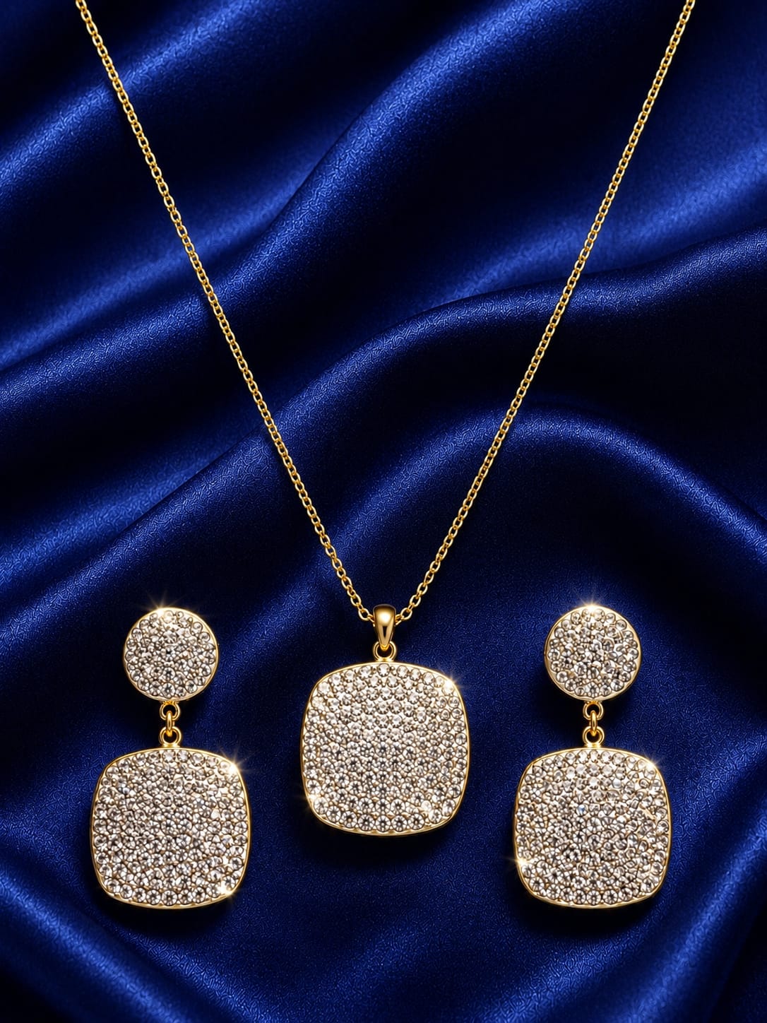 Elegant Square Diamond Look Jewelry Set for Women
