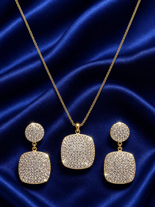 Elegant Square Diamond Look Jewelry Set for Women