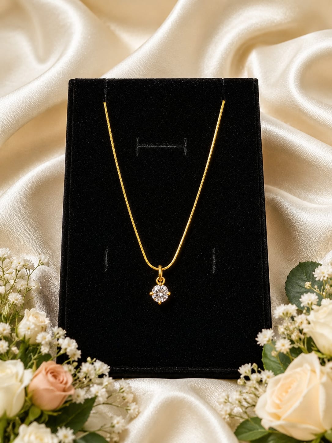 Classic Round Crystal Solitaire Pendant Necklace