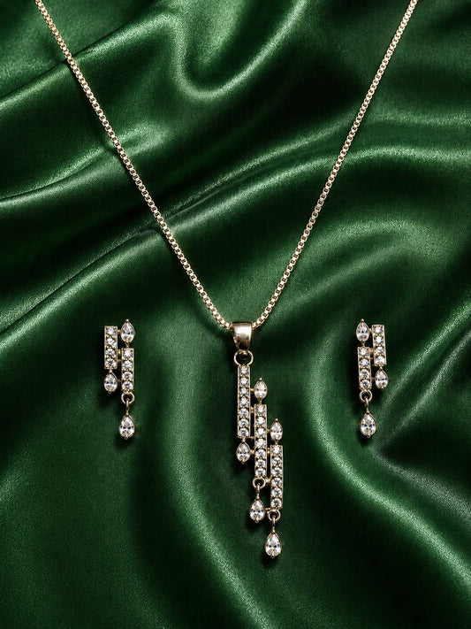 Luxury 1-One Carat Diamond Look Pendant Necklace & Earrings Set