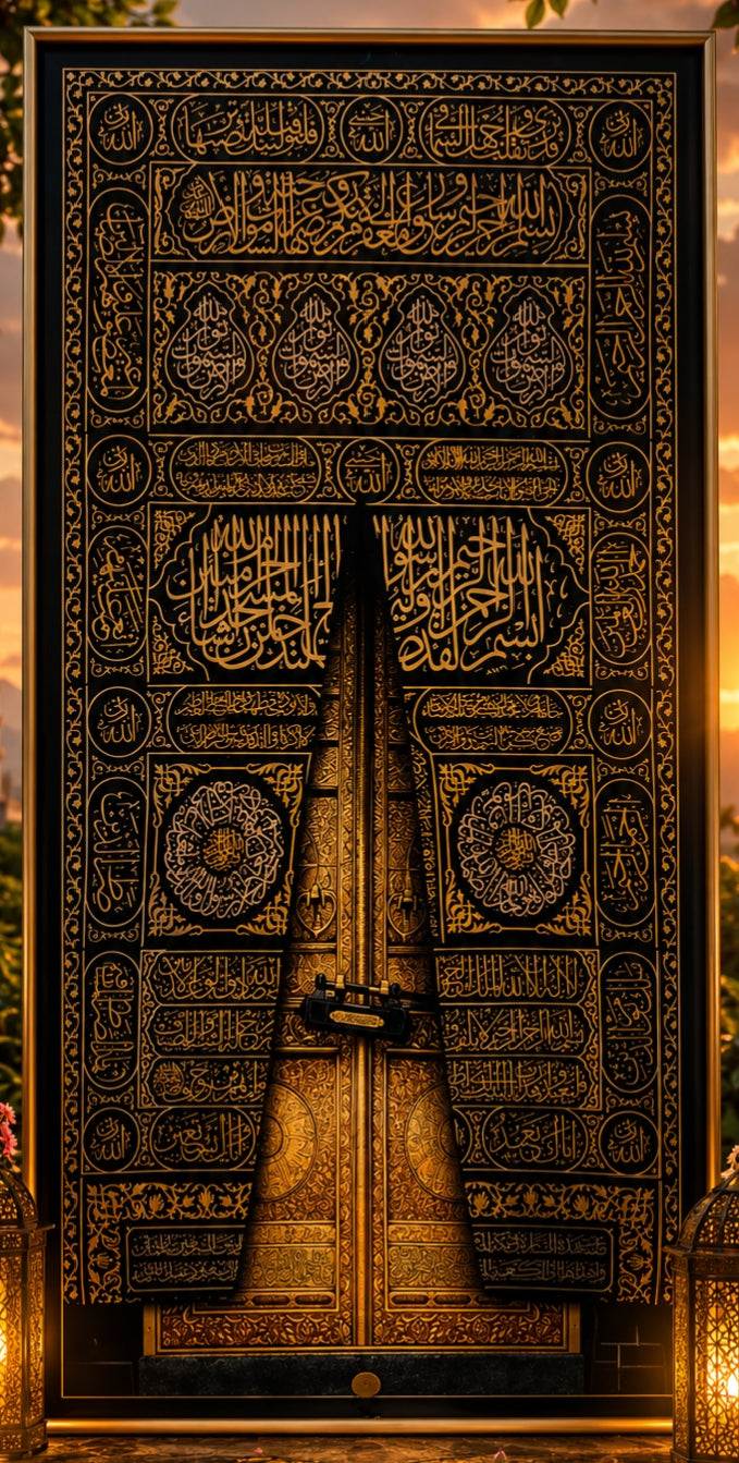 Premium KHANA KAABA SHARIF DOOR Acrylic Wall Art Frame | 18 x 36 Inches