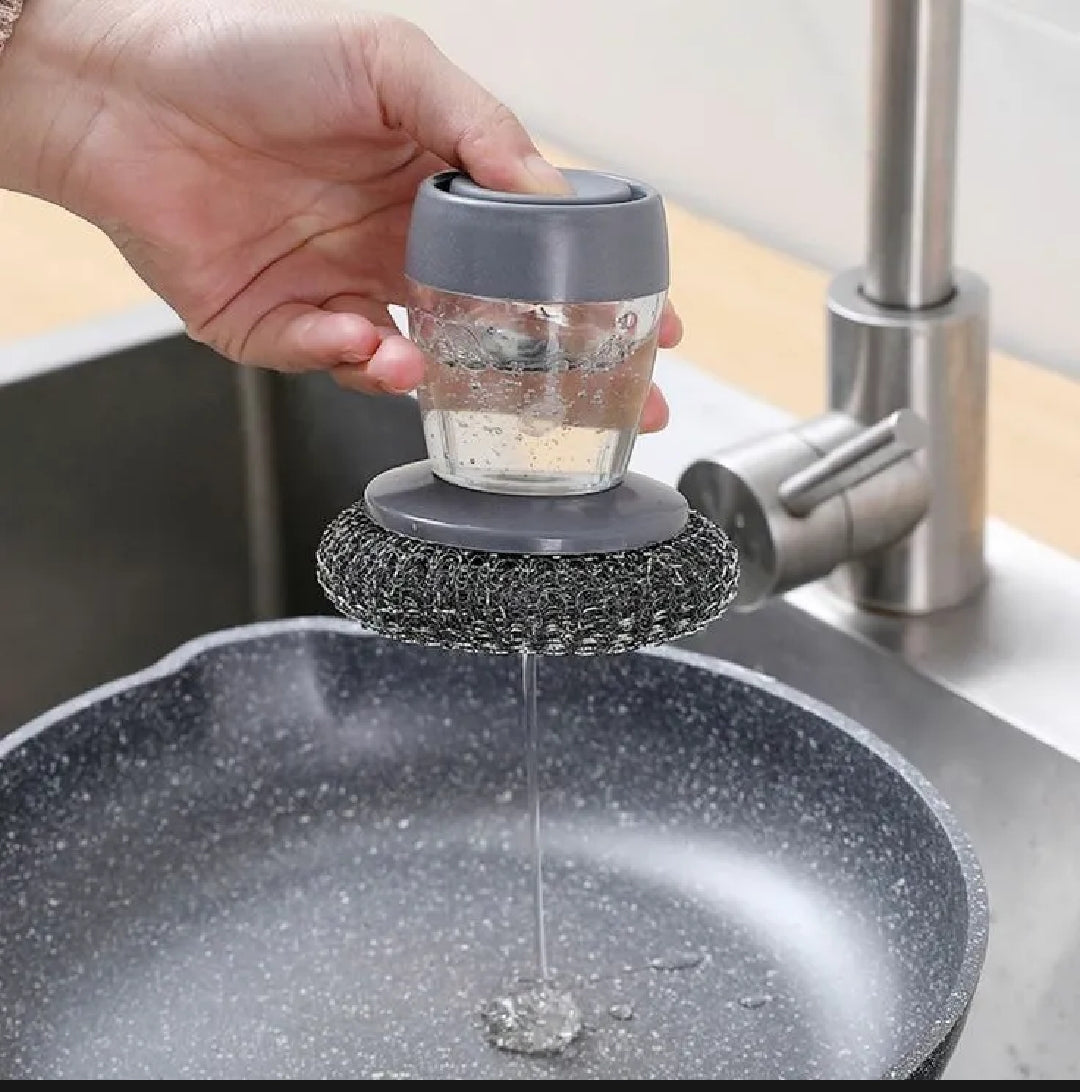 Soap Dispensing Steel Scrubber Brush