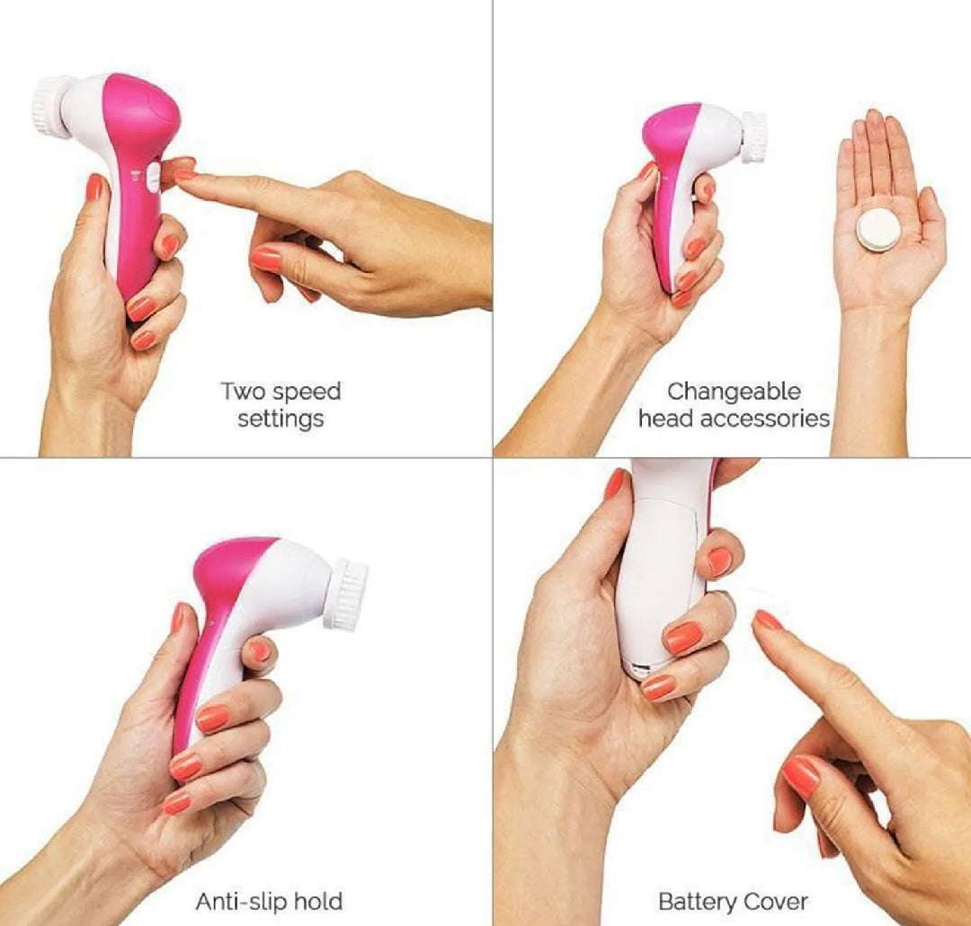 5 in 1 Multifunction Face Facial Cleansing Brush Spa Massage for Skin Care | Battery Operated