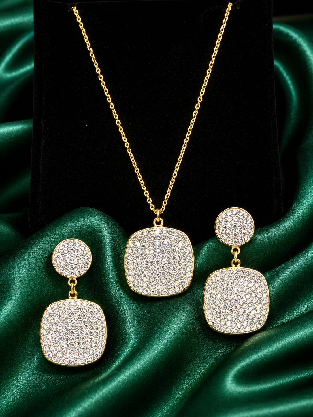 Elegant Square Diamond Look Jewelry Set for Women