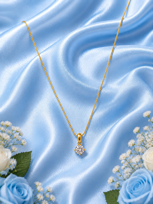 Classic Round Crystal Solitaire Pendant Necklace