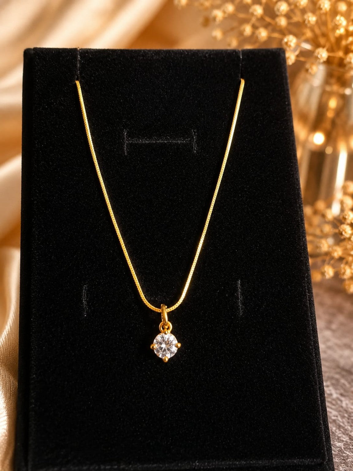 Classic Round Crystal Solitaire Pendant Necklace