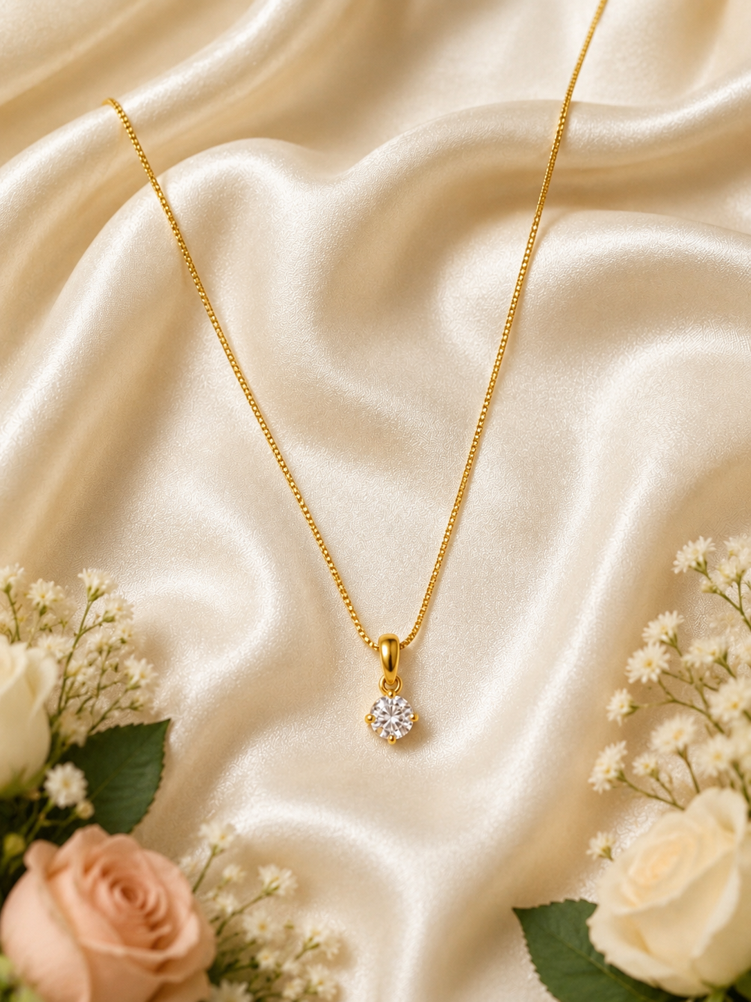 Classic Round Crystal Solitaire Pendant Necklace