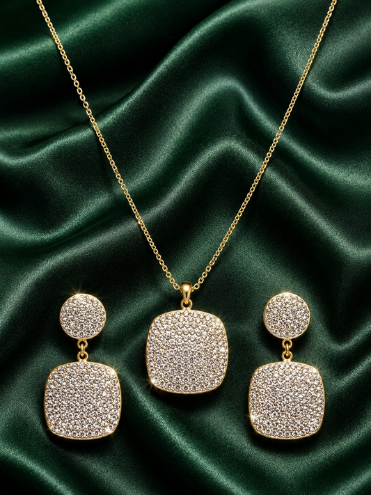Elegant Square Diamond Look Jewelry Set for Women