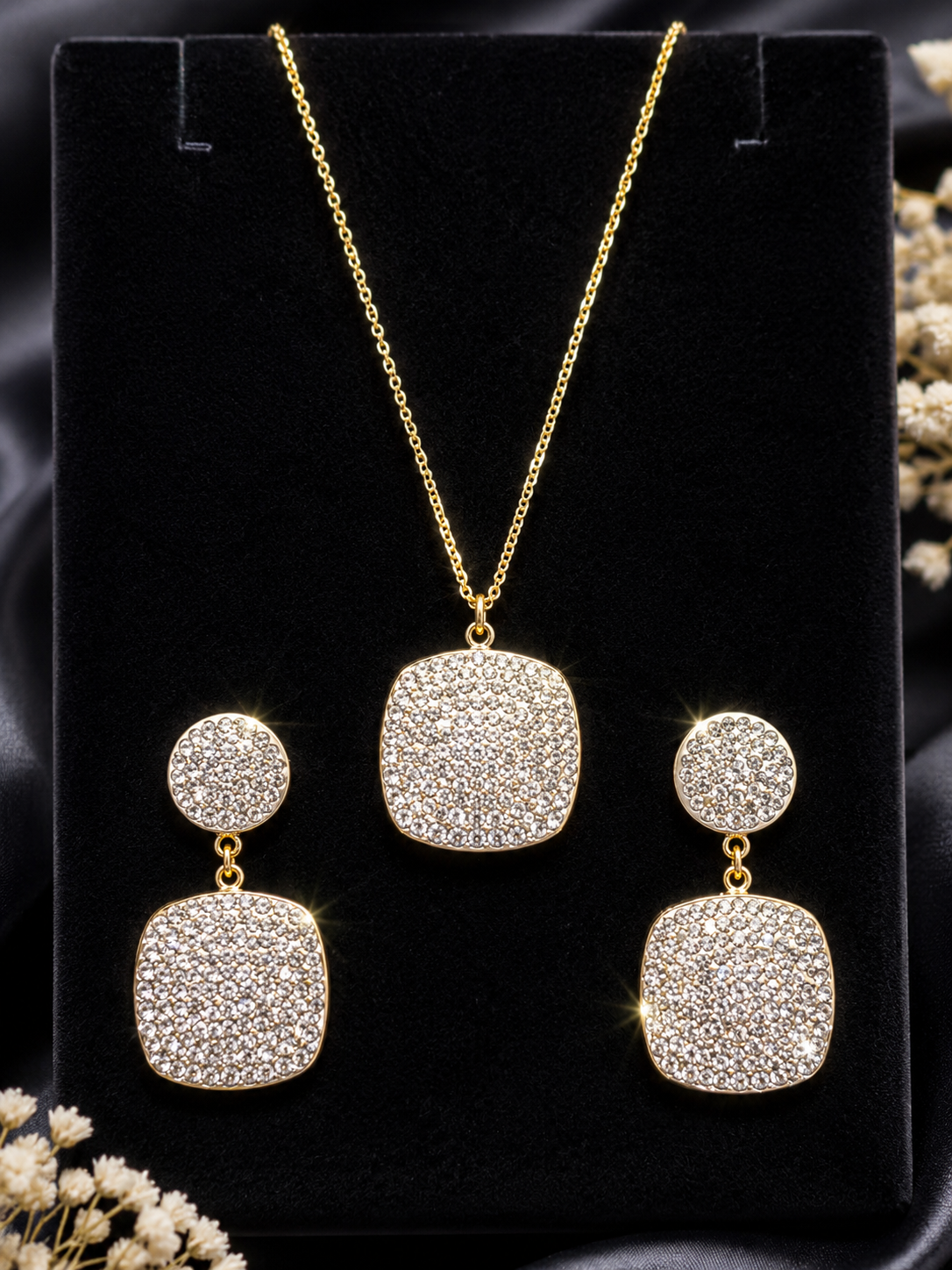 Elegant Square Diamond Look Jewelry Set for Women