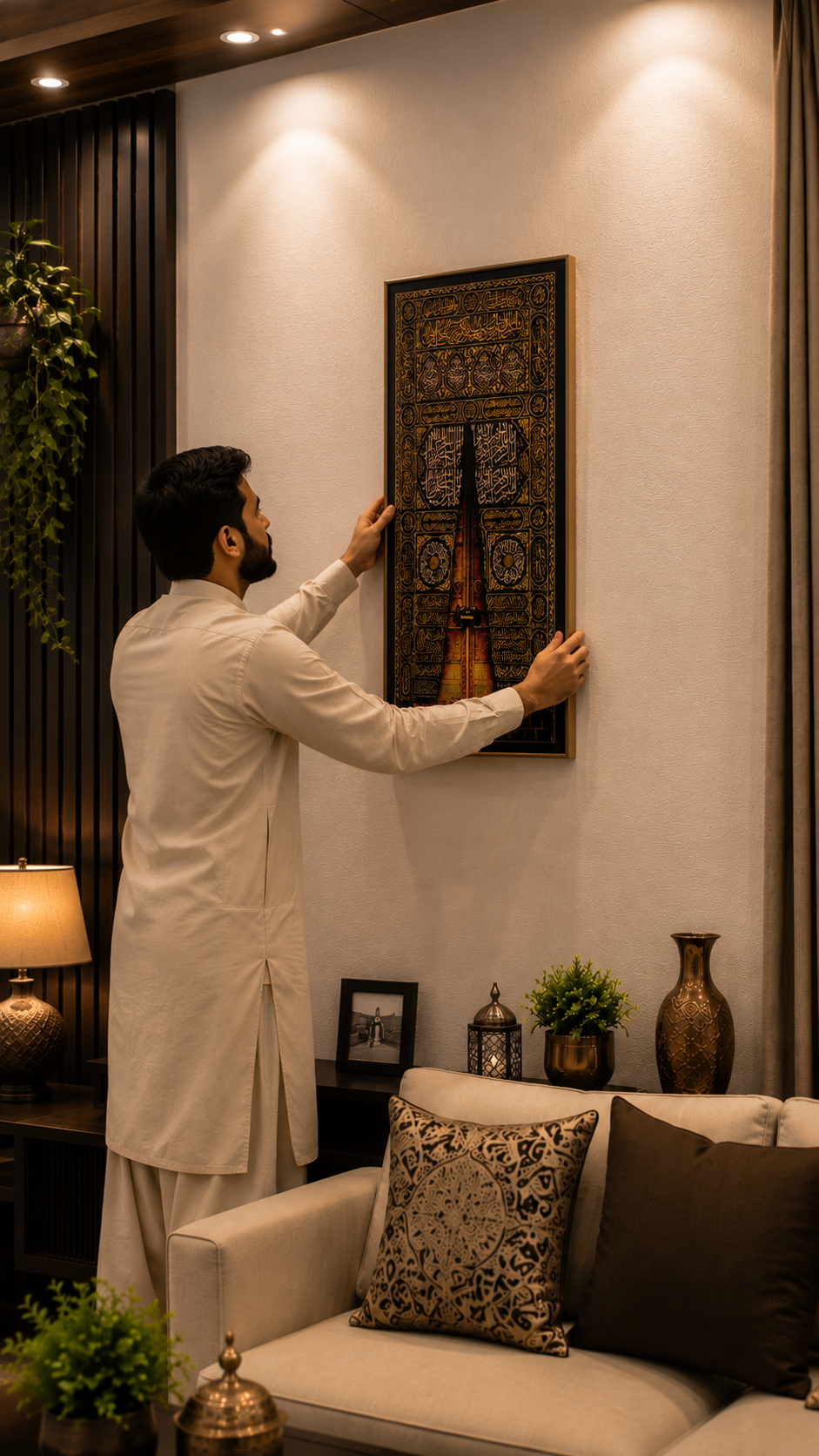 Premium KHANA KAABA SHARIF DOOR Acrylic Wall Art Frame | 18 x 36 Inches