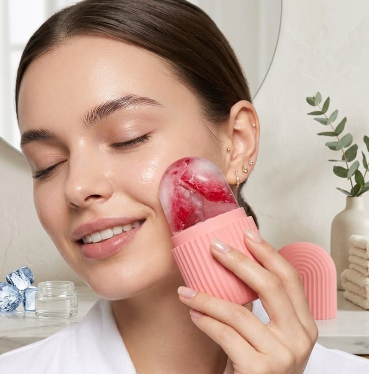 Silicon Ice Cube Face Roller (Random Color)