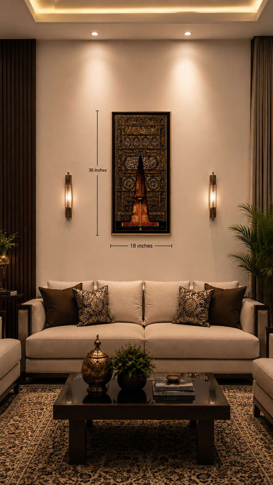 Premium KHANA KAABA SHARIF DOOR Acrylic Wall Art Frame | 18 x 36 Inches