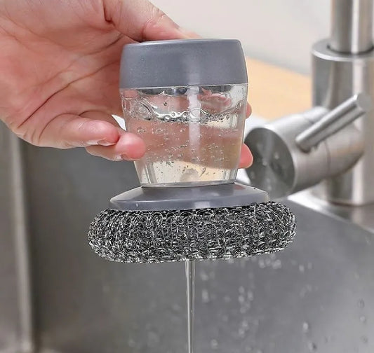Soap Dispensing Steel Scrubber Brush