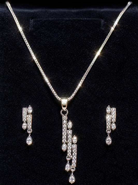 Luxury 1-One Carat Diamond Look Pendant Necklace & Earrings Set